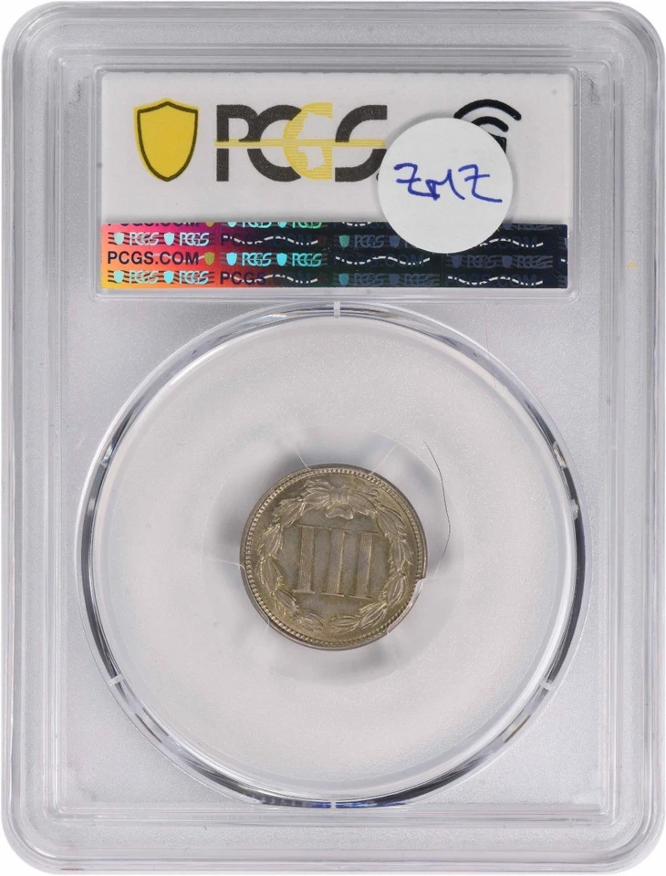 1868 Three Cent Nickel MS64 PCGS - Image 2 of 2