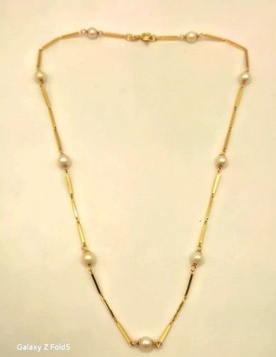 9ct Gold 16" Pearl Necklace–7.2g –Vintage Gift for Her, Elegant Ladies Jewellery - Picture 3 of 8