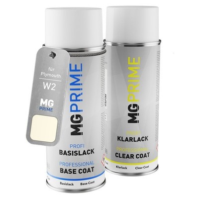 Autolack Sprühdosen Set für Plymouth W2 White Basislack Klarlack Spraydose 400ml