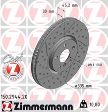 2x ZIMMERMANN Bremsscheibe COAT Z 150.2944.20 für MINI F56 F54 CLUBMAN F55 F57