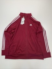 Adidas Womens 2X W 3S TT TRIC Track Jacket Stripes Legend Ink Zip Up Burgundy