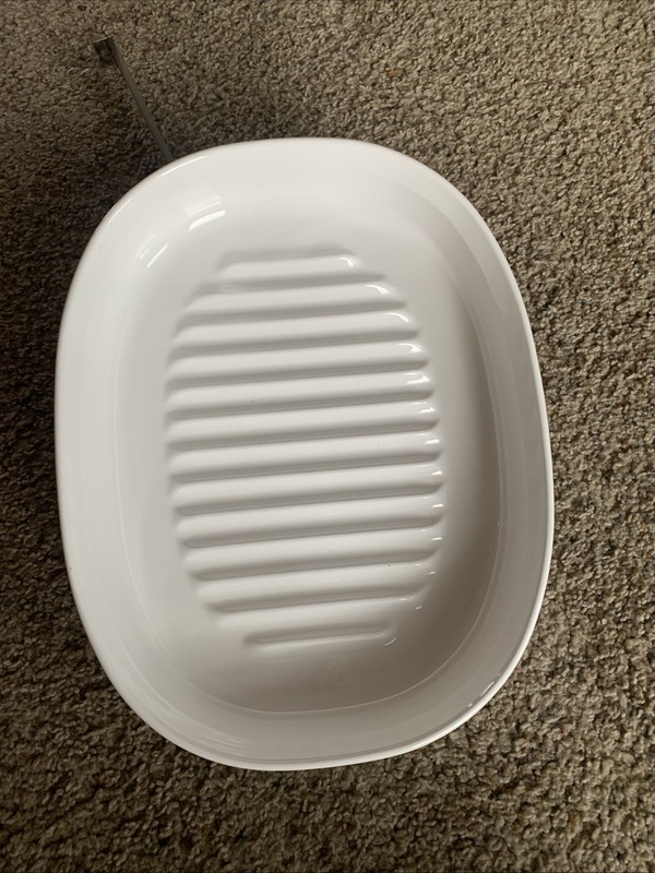 Vintage Corning Ware MC-4-B French White Oval Roaster Pan 12”x9”x2” USA No Lid