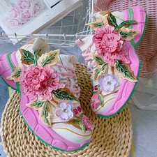Womens Floral Beaded Casual Sequins Lace Up F...
