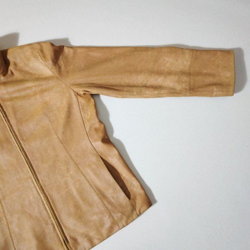 BALMAIN Leather Jacket Suede Deerskin Camel Light brown Ladies Womens Authentic - Picture 11 of 20