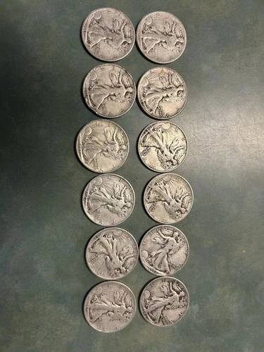Liberty Walking Half Dollar 50C Silver Business Strike 1938-1947 Lot of 12 Coins