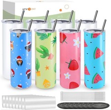 16Pack Straight Sublimation Tumblers Bulk Blank 20oz Stainless Steel White