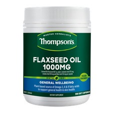 Thompson's Flaxseed Oil 1000mg General Well Being 200 Capsules Vegan Friendly