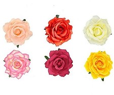 WOIWO Hair Clip, 6 Pieces Flower Brooch Head Ornament Women Rose Flower Hair ...