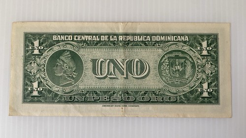 1950’s Dominican Republic 1 Peso Pro Note Duarte AU Serial CA123124 - Bild 2 von 2