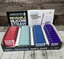 38 NEW Gosili Reusable Silicone Straws SPICE,MINT,COBALT VIOLET..travel size