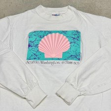 Vintage Hanes Seattle Washington Long Sleeve T-Shirt Mens M Single Stitch USA