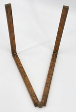 ANTIQUE 24" BOXWOOD & BRASS FOUR-FOLD RULE MADE IN USA CARPENTER MEASURING TOOL