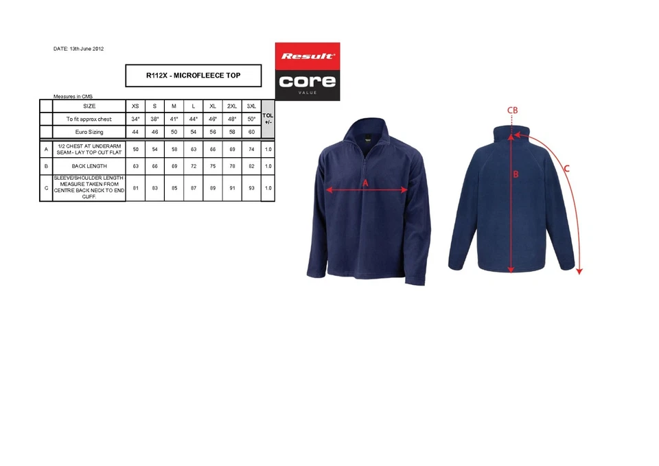 RESULT Fleecepullover 1/4 Zip Herren Fleece Pullover Raglan XS-3XL R112X NEU - Bild 2 von 2