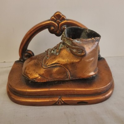 Vintage Bronzed Baby Shoe Bookend by Alice Ames Boston Mass Copper
