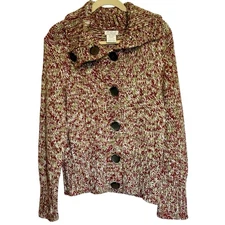 FDJ French Dressing Multicolor Chunky Knit Cardigan Oversized Button Sz: X-Large