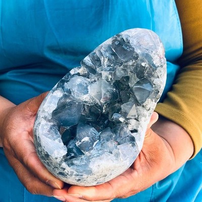 4.48LB Top natural blue crystal cave quartz crystal cave mineral specimen 4473