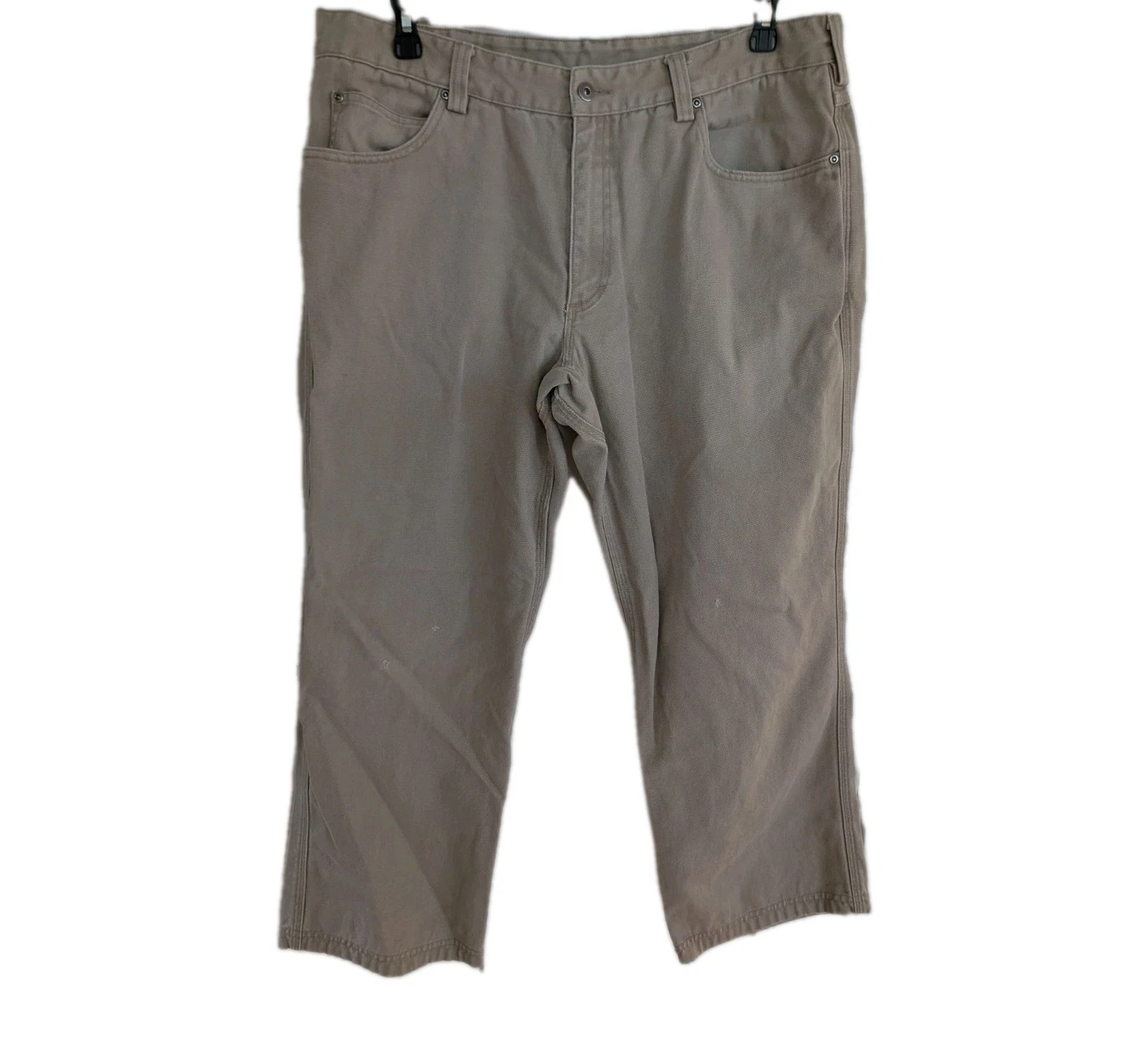 Mens Duluth Trading Work Pants Mens 40x30 Work Utility Canvas Khaki Sturdy Tan