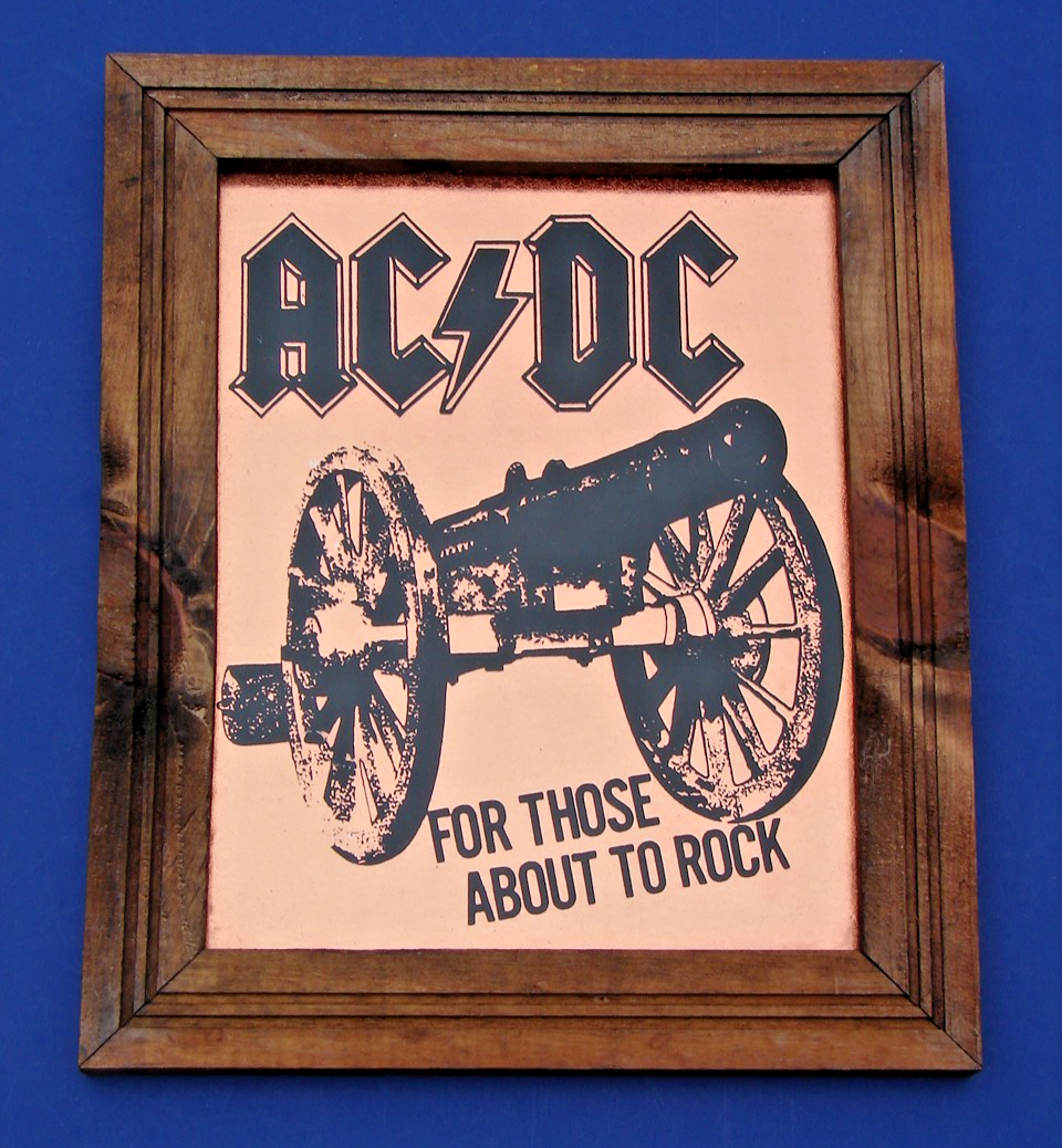 1981 Carnival Prize Mirror Foil Wood Framed Glass AC/DC For Those