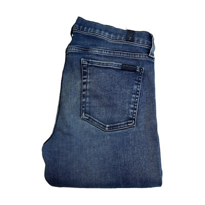 7 For All Mankind Distressed Jeans Damen W29 L30 Blau Slim Skinny Stretch Denim