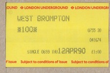 West Brompton 30 - UTS London Underground ticket - London SW5