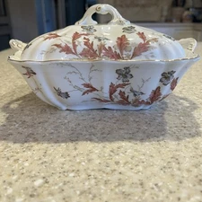 John Maddock Covered Serving Dish Pansy Pattern