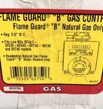  ROBERTSHAW 6910794 FLAME GUARD B GAS CONTROL VALVE NAT GAS ONLY