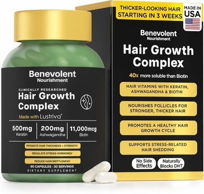 Benevolent Nourishment Hair Growth Complex 90 Capsules Vitamins Keratin Biotin