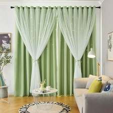 Stars Curtains Double Layer Curtains Blackout Curtains for Bedroom Kids Curta...