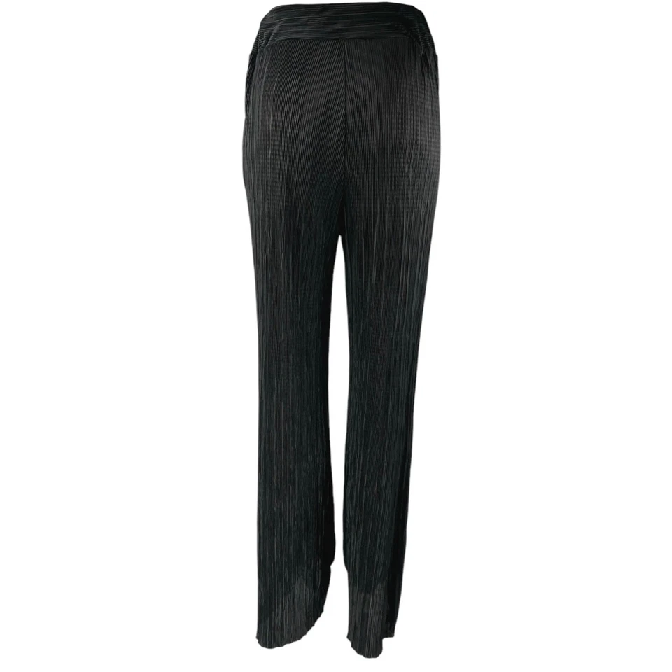 Aqua Women's Black High Waisted Pleated Pull On Straight Trouser Pants Size S - Imagem 3 de 4