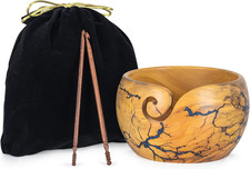 Large Wooden Yarn Bowl 7X4 Inches - Cute Wood Bowl/Holder for Knitting  Crochet