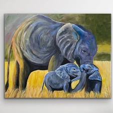 Elephants Painting “Echoes Of Love” 16 X 20”  Not A Print