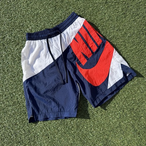 Nike Swim Shorts Trunks Mens M Medium White Big Spellout Logo Swoosh Board Short