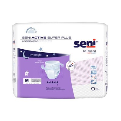 Seni Active Super Plus Overnight Incontinence Underwear Medium 9 Pairs