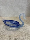 Vintage Hand Blown Murano Style Art glass Swan trinket dish