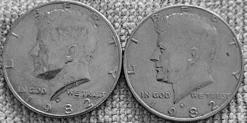 2 - 1982 Kennedy half dollar coins 1 P + 1 D