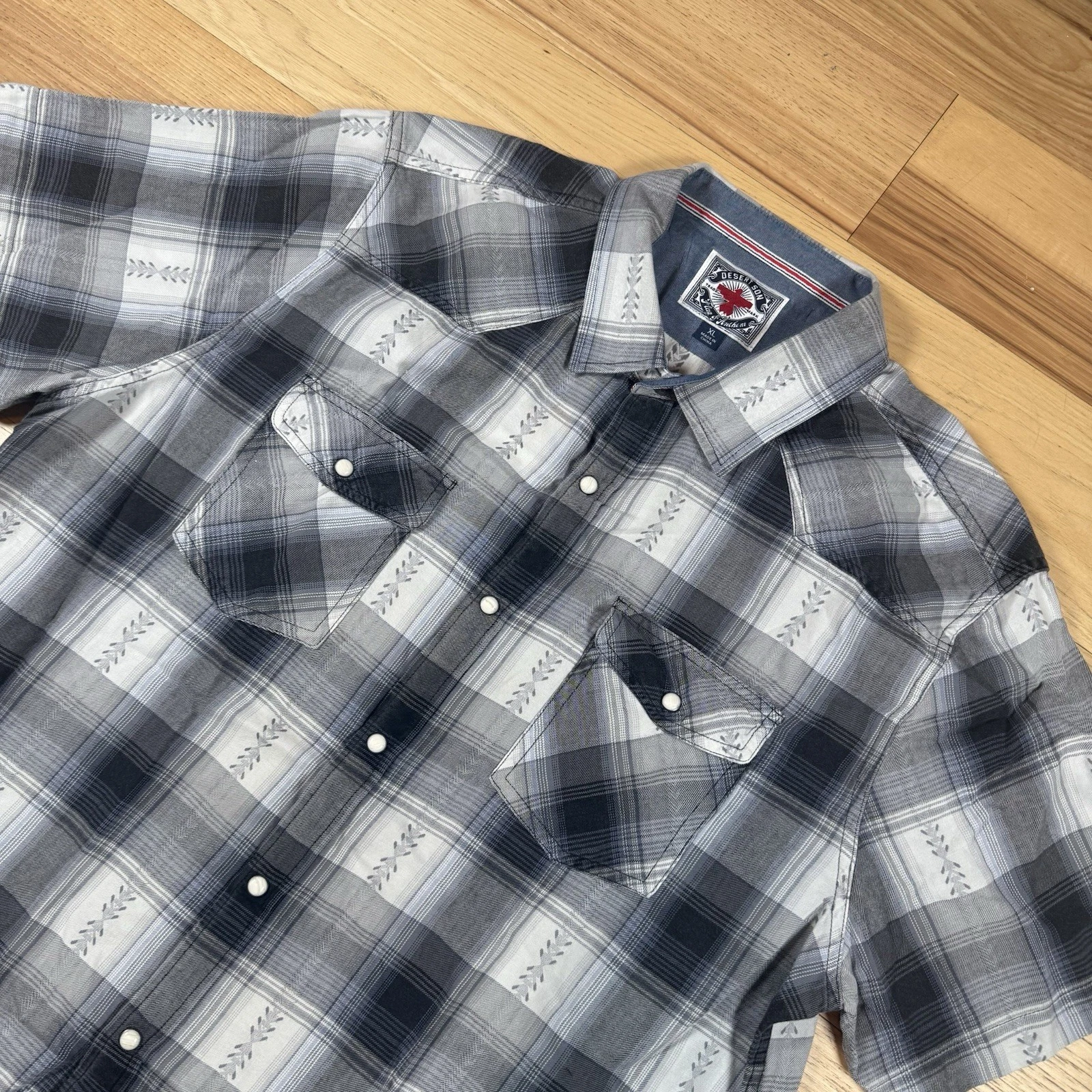 Flag & Anthem Flannel Shirt Mens XL Gray Plaid Aztec Outdoor Desert Son Hiking