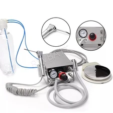 Portable Dental Turbine Unit 3 Way Syringe Weak Suction Work with Air Compressor