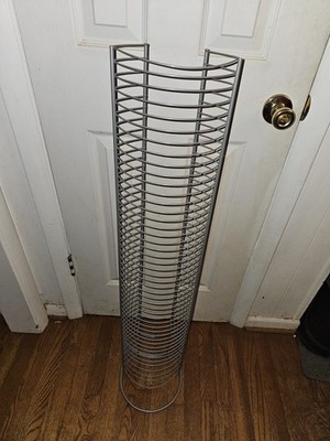 Wire DVD Game Storage Tower Holds 50 DVD 42 Single 4 Doubles 41'' Silver Metal