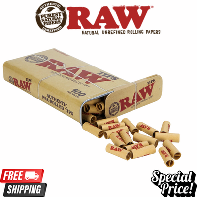 filter tips for rolling tobacco RAW Natural Pre Rolled Filter Tips 200ct Metal Tin Rolling Accessories (2  pack)