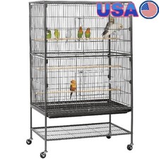 Large Rolling Bird Cage W/ 3 Perches 4 Feeders Parrots Cockatiels Conures New