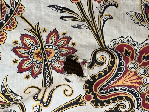 Antiker Stoff, Vintage Blumen Textil Baumwolle Leinen, Schneider für Einrichtung - Bild 12 von 17