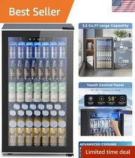 Ultra-Quiet 3.2 Cu.Ft Beverage Refrigerator for Home & Office - 130 Can Capacity