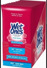 Wet Ones Antibacterial Hand Wipes, Fresh Scent, 20 Count Pack of 10 , Packaging