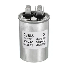 CBB65 6uF Run Capacitor 6mfd 1Pcs AC 450V Aluminum Case with 2 Terminal