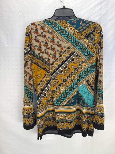 Melissa Paige Paisley Boho Tunic Top Multicolor V-Neck Long Sleeve Women’s S - Picture 6 of 7