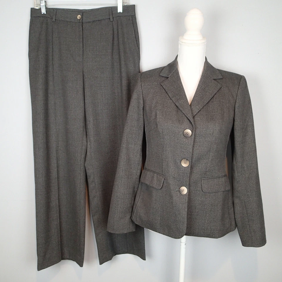 Garfield & Marks Womens Wool Bl Pant Suit 2/6 blazer jacket career USA made e5 - Image 2 of 4