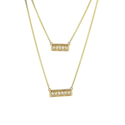 Gemistry 14K Gelbgold 0,34 Karat Diamant Rechteckig Charm Anhänger Halskette - Bild 2 von 6