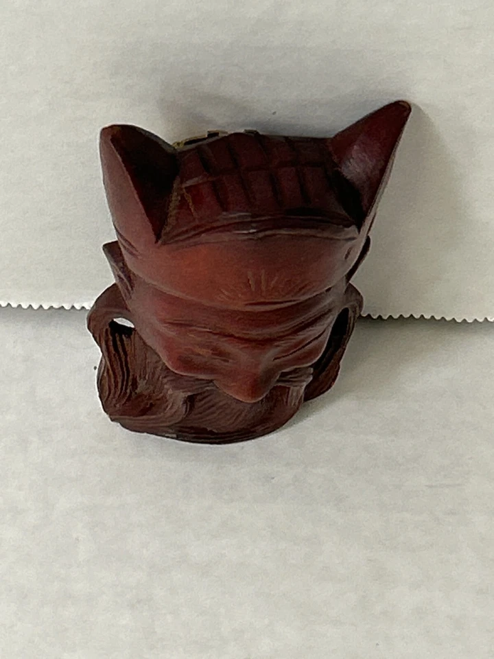 Máscara chinesa antiga de madeira esculpida à mão decoração pendurada na parede 3,5 pol - Imagem 4 de 4