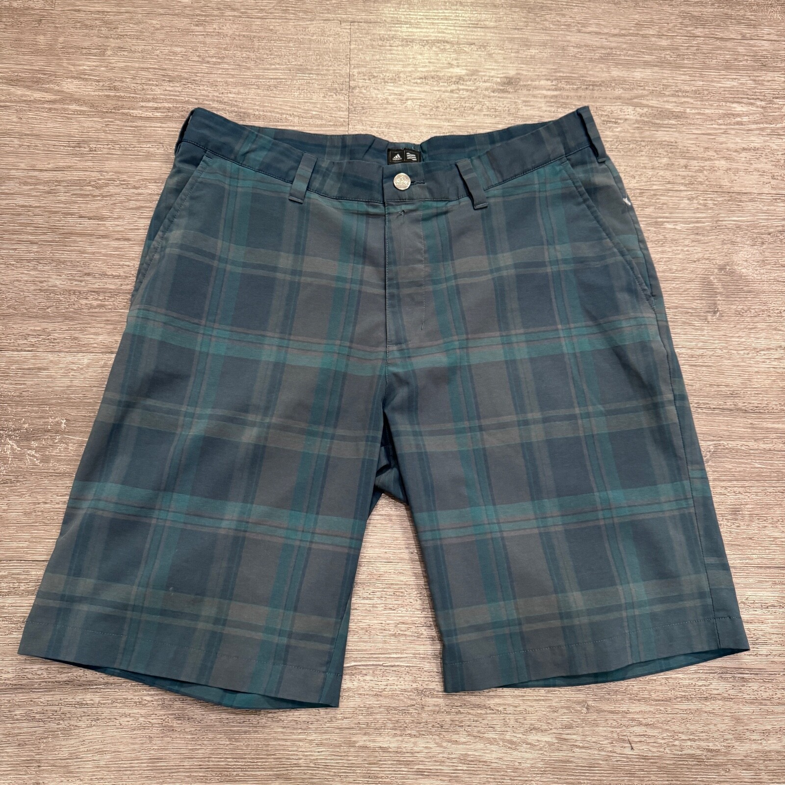 Adidas Shorts Mens 32 Blue Plaid Golf 8.5