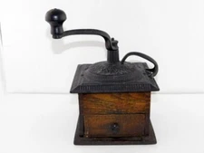 Antique Imperial Arcade Manufacturing Co Handled Coffee Grinder Wood Drawer GOOD
